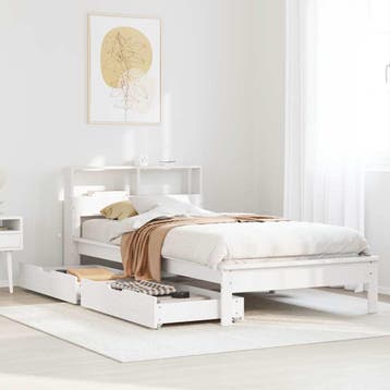 vidaXL Bed met boekenkast zonder matras grenenhout wit, Huis en Inrichting, Slaapkamer | Bedden, Verzenden, Nieuw