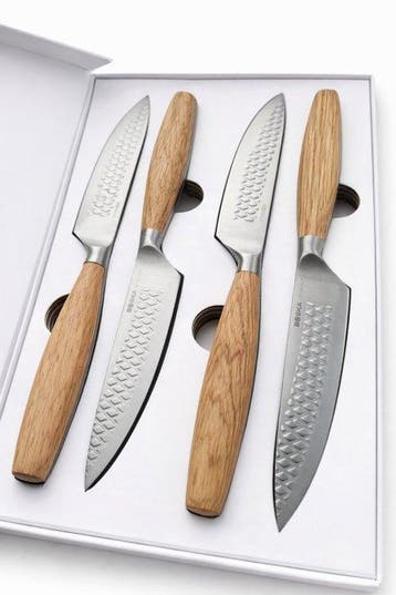 4x Luxury Steak Knives - European Oak Wood - Boska -, Antiek en Kunst