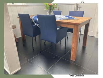 Set van 4 leren eetkamerstoelen - met wieltjes en, Ophalen of Verzenden, Nieuw, Eén