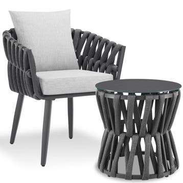 Set Lugano in rope-design, aluminium frame, schroefpoten, Tuin en Terras, Verzenden, Nieuw