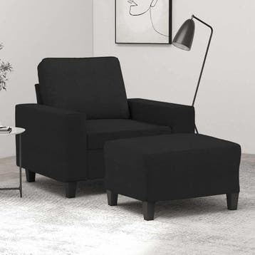 vidaXL Fauteuil met voetenbank / zetel 60 cm stof zwart, Verzenden
