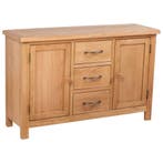 vidaXL Dressoir met 3 lades 110x33,5x70 cm massief eikenhout, Huis en Inrichting, Verzenden, Nieuw