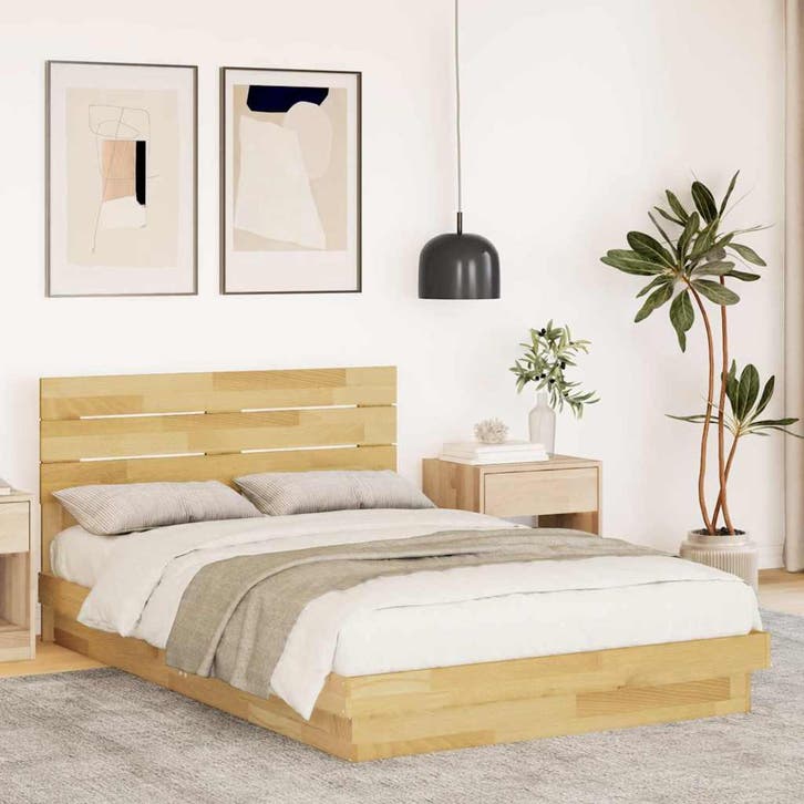 vidaXL Bedframe hoofdeinde zonder matras 120x200 cm massief, Huis en Inrichting, Slaapkamer | Bedden, Nieuw, Verzenden