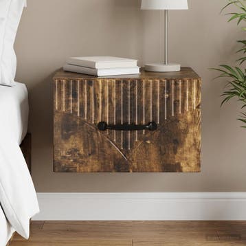vidaXL Muurbevestigde Nachttafel Gerookt eiken 34,5 x 33 x, Verzenden, Nieuw