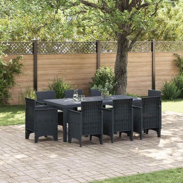 vidaXL Tuin Eettafel Set 9 st Antracietkleurig Polypropyleen, Verzenden, Nieuw