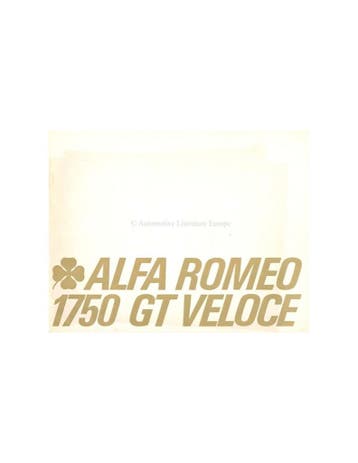 1969 ALFA ROMEO GT 1750 VELOCE BROCHURE DUITS, Livres