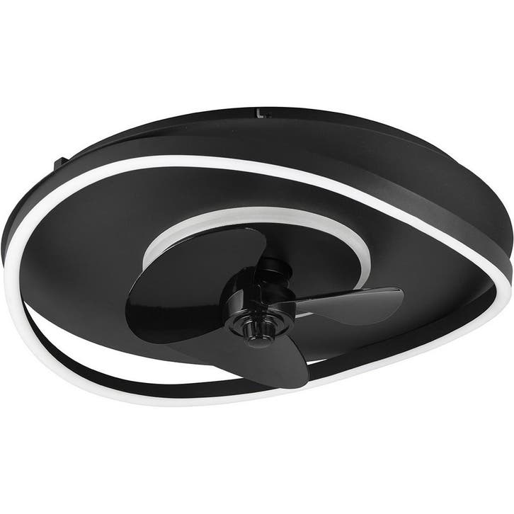 Trion Sorti 30W LED plafondventilator mat zwart dimbaar, Maison & Meubles, Lampes | Plafonniers, Envoi