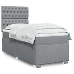 vidaXL Boxspring met matras stof lichtgrijs 90x200 cm, Verzenden, Nieuw