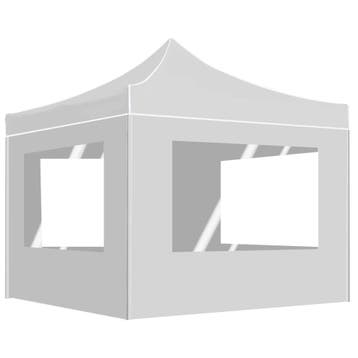 vidaXL Partytent inklapbaar met wanden 2x2 m aluminium wit, Tuin en Terras, Partytenten, Verzenden, Nieuw