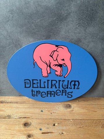 Magnifique embleme biere Delirium - Plaque en métal - 35cm x