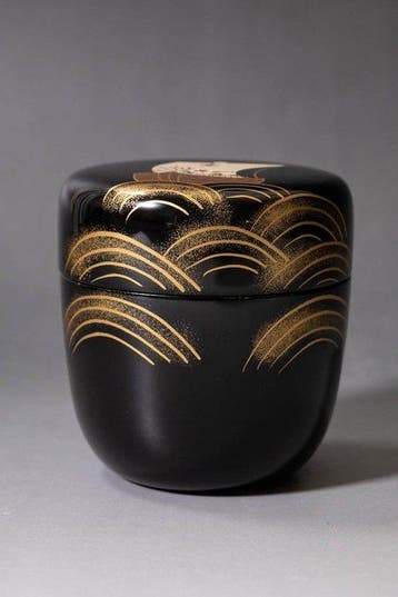 Gelakt Natsume theebusje met Treasure Ship Maki-e - Hout,