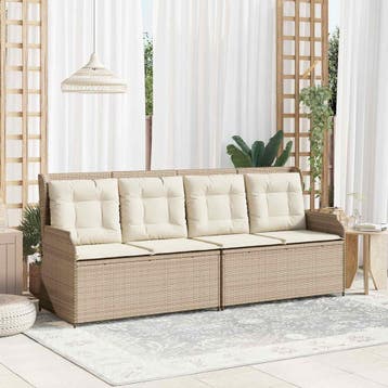 vidaXL Tuinbank Zwart en Crème Wit poly rattan, Tuin en Terras, Verzenden, Nieuw