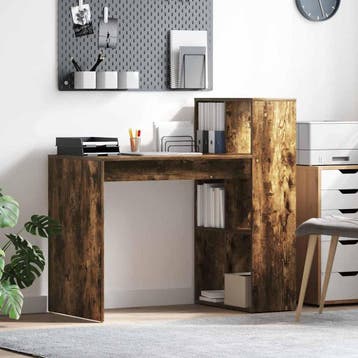vidaXL Bureau Rook Eiken Bewerkt hout 108 x 55 x 103.5 cm, Huis en Inrichting, Verzenden, Nieuw