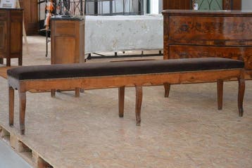 Bank - Hout, Fluweel - Bankje aan het voeteneinde van het