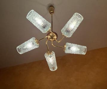 Kroonluchter - Mid-century Sputnik-kroonlantaarn – messing