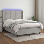 vidaXL Boxspring met matras en LED stof lichtgrijs 140x200, Verzenden, Nieuw