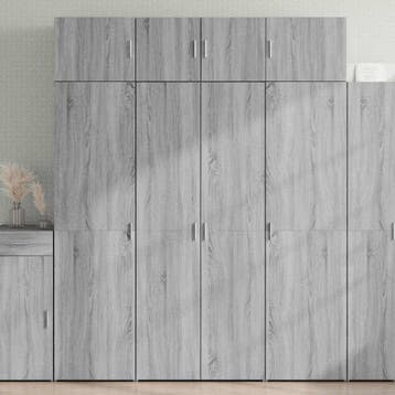 vidaXL Opbergkast 80x42,5x225 cm bewerkt hout grijs sonoma, Verzenden