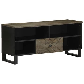 vidaXL Tv-meubel 100x33x46 cm massief mangohout zwart, Verzenden, Nieuw