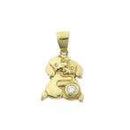 Gouden hanger van twee honden met zirconia (Hanger of bedel), Ophalen of Verzenden, Gebruikt, Goud, Overige merken