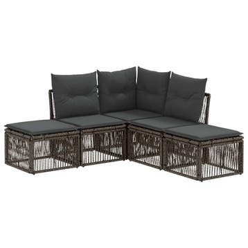 vidaXL Tuinbank Set 5 pcs Grijs poly rattan, Tuin en Terras, Tuinsets en Loungesets, Verzenden, Nieuw
