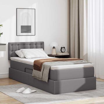 vidaXL Opslag bed met matras met opslag Grijs 90 x 200 cm, Huis en Inrichting, Slaapkamer | Bedden, Verzenden, Nieuw