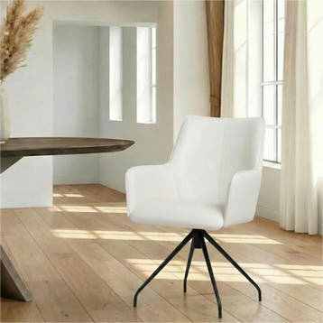 Leren draaibare eetkamerstoel Wave - Toledo Purewhite (wit), Huis en Inrichting, Stoelen, Bohemian, Eigentijds, Industrieel, Modern, Scandinavisch