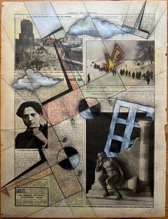 Michele Falanga (1865-1937) - Aeropittura futurista, Antiquités & Art, Art | Peinture | Moderne