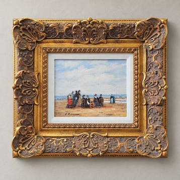 Camille Rousseau (1949–). - Beach Scene – Oil on Panel