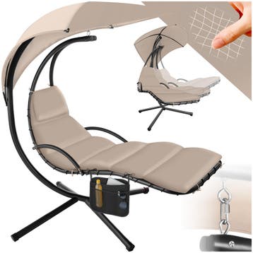 Hangstoel Elaria met zonnedak en zijvak - beige, Verzenden