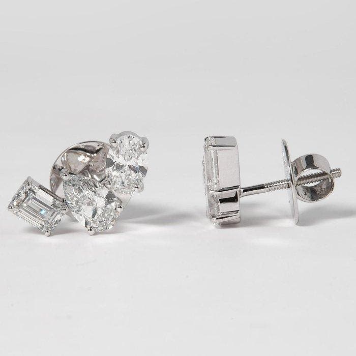Boucles doreilles cloutées - 14 carats Or blanc - 3.24ct., Bijoux, Sacs & Beauté, Bijoux anciens