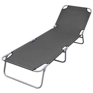 vidaXL Ligbed inklapbaar met verstelbare rugleuning grijs, Tuin en Terras, Verzenden, Nieuw