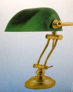 Lampe - Laiton, Verre - Beau notaire ou Banklamp, Antiquités & Art