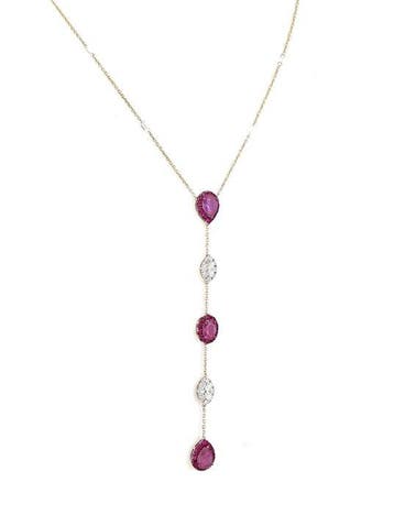 Halsketting - 14 karaat Geel goud - 3.65ct. tw. Robijn -