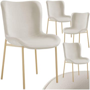 Gestoffeerde stoel Tessa - Fluweellook beige/goud, Set van 4, Verzenden, Nieuw