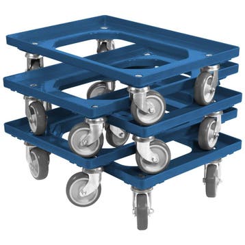 Dolly 60x40x15 blauw met 4 rubberen zwenkwielen nieuw Set, Ophalen of Verzenden