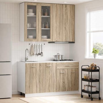 vidaXL Keukenblok LYON 4 st Sonoma Eiken Bewerkt hout, Verzenden, Nieuw