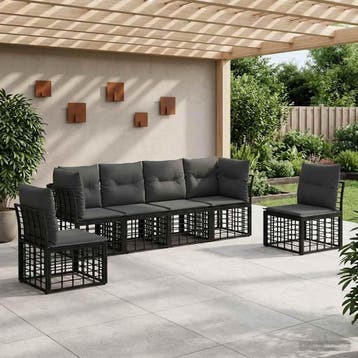 vidaXL Buiten bank set Zwart Polyester, Verzenden, Nieuw