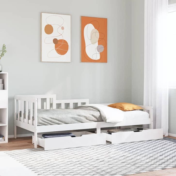 vidaXL Slaapbank met lades 90x190 cm massief grenenhout, Maison & Meubles, Chambre à coucher | Lits, Envoi