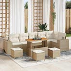 vidaXL Tuinbank Set met kussen 10 pcs Beige en Crème poly, Verzenden