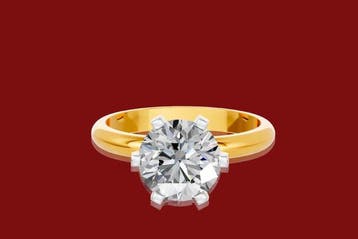 Ring - 14 karaat Geel goud - 3.05ct. tw. Diamant (Lab-grown), Handtassen en Accessoires, Ringen, Nieuw