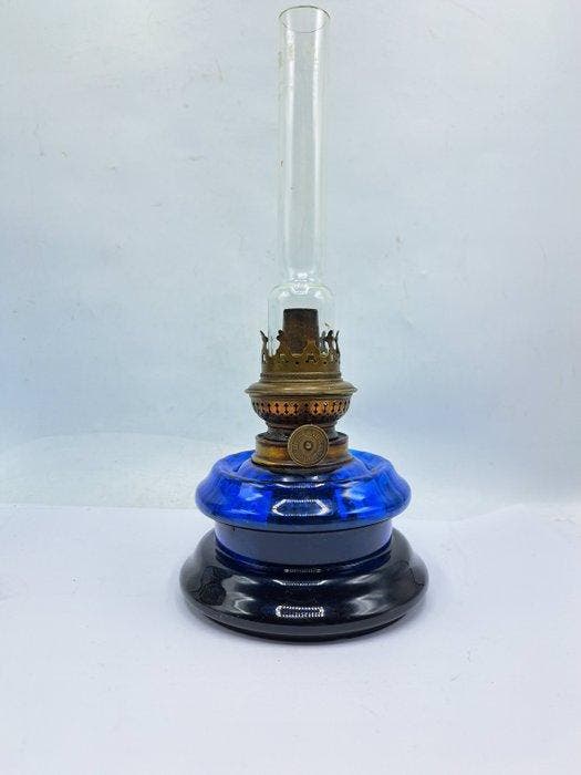 Lampe à huile - Verre, Laiton - Applique murale / lampe de, Antiquités & Art, Curiosités & Brocante