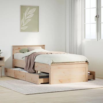 vidaXL Bedframe zonder matras met hoofdbord grenenhout, Verzenden