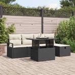 vidaXL Tuinbank Set met kussen met opslag 6 pcs Zwart Poly, Jardin & Terrasse, Verzenden