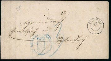 Baden 1862 - Officiële brief uit VILLINGEN, ordelijk aan de, Gestempeld