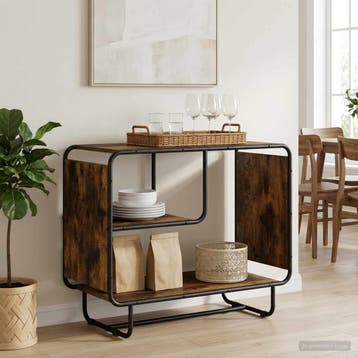 vidaXL Dressoir Gerookt eiken 80 x 37,5 x 64,5 cm Bewerkt, Huis en Inrichting, Verzenden, Nieuw