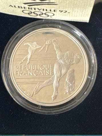 France. 100 Francs 1992 Albertville Eisschnellläufer - 22.2g