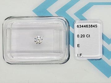 1 pcs Diamant (Naturelle) - 0.20 ct - Rond - E - IF -, Nieuw