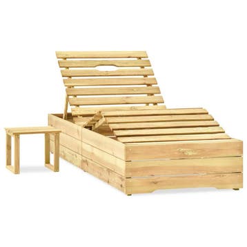 vidaXL Ligbed met tafel groen geïmpregneerd grenenhout, Tuin en Terras, Verzenden, Nieuw