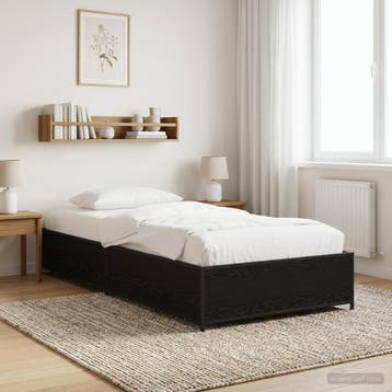 vidaXL Bedframe Zwart eiken 80 x 200 cm Bewerkt hout, Verzenden, Nieuw