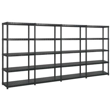 vidaXL Opbergrek 5-laags 340x40x185 cm kunststof zwart, Verzenden